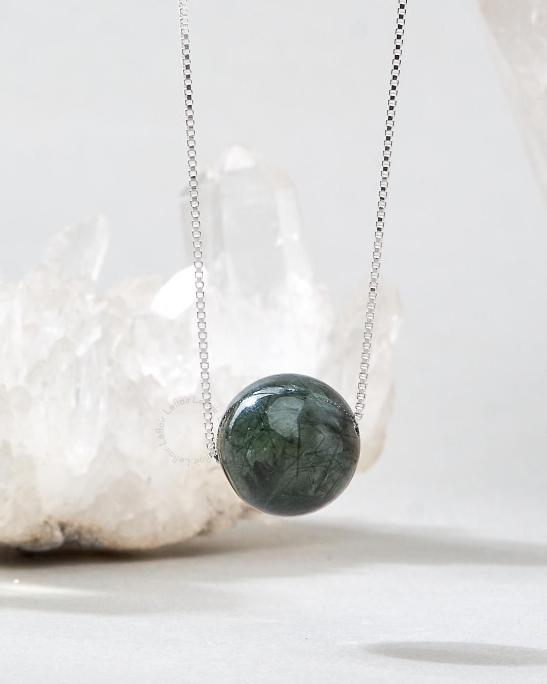 ខ្សែកប្រាក់ S925 ត្បូង Green Rutilated Quartz - Image 3