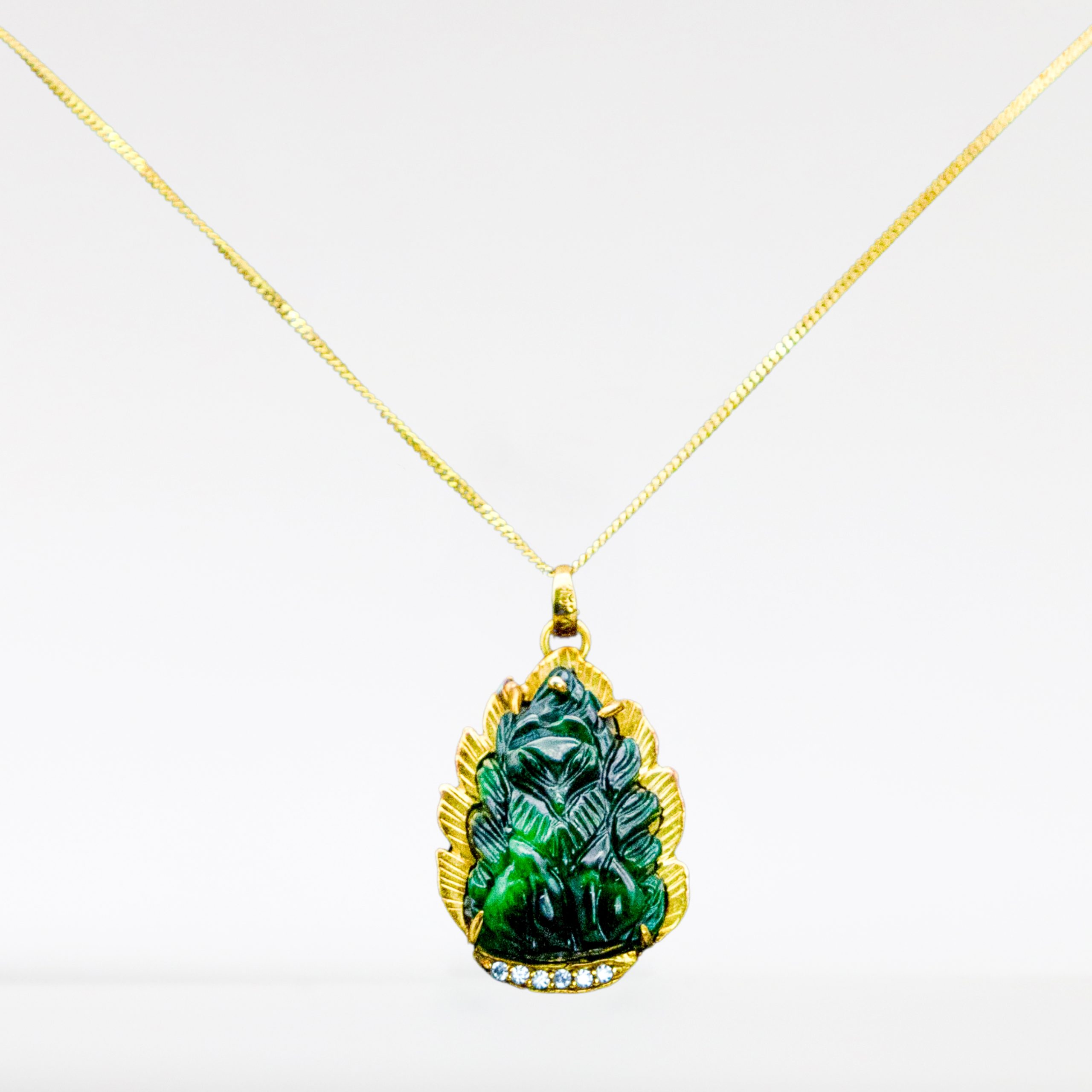 Gold-plated Fox Jadeite Jade Pendant