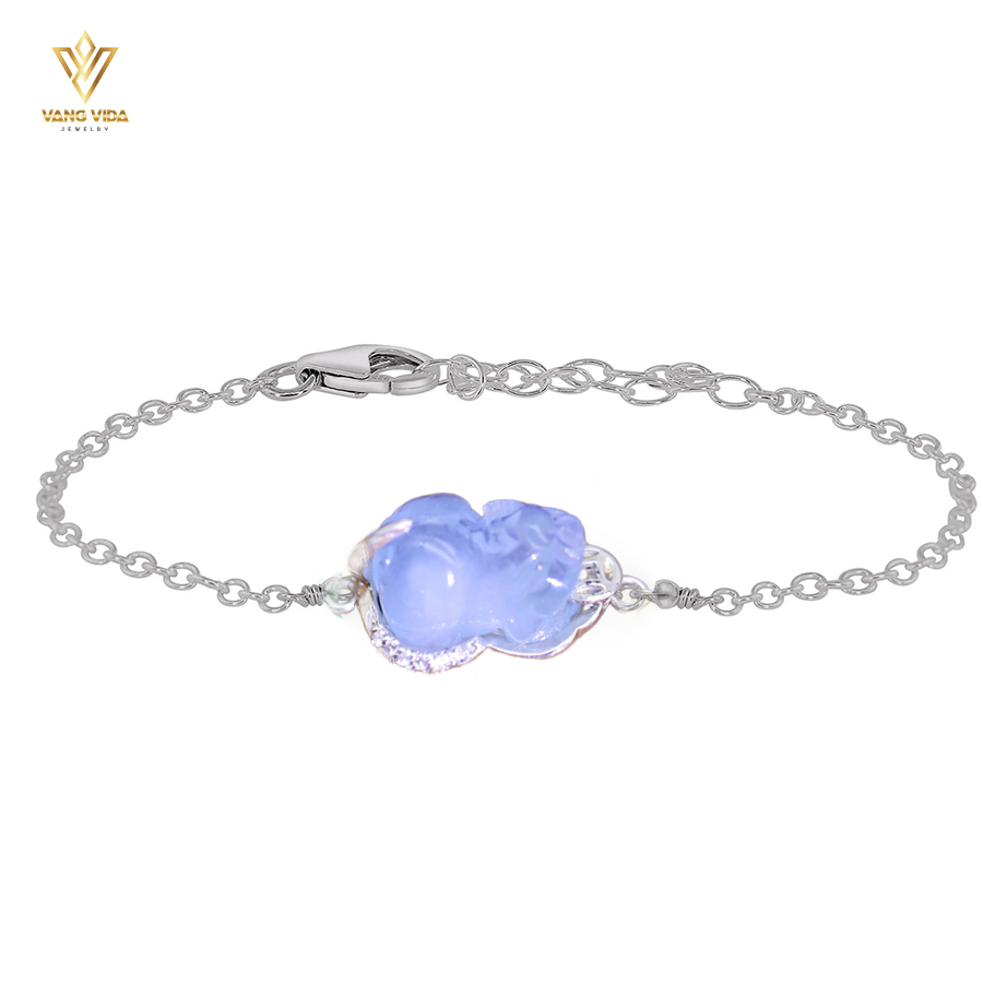 Silver-coated Aquamarine Pixiu Bracelet